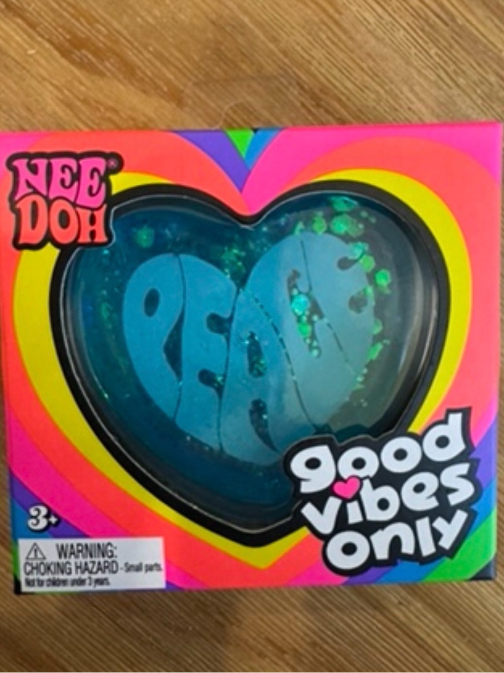 NeeDoh Heart Shaped Stress Ball - Teal 'Peace' Glitter